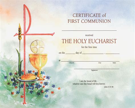 Printable First Communion Certificate Template